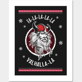 Fa-la-la-la Valhalla Ugly Christmas Viking Norse Xmas Nordic Shirt Posters and Art